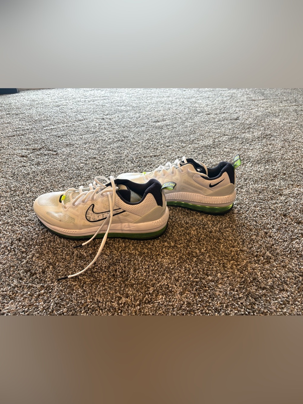 Nike White Sneakers with Black and Green Accents